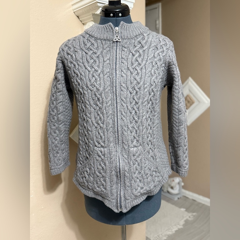 Aran Crafts Charcoal Cable Knit Women's Sweater